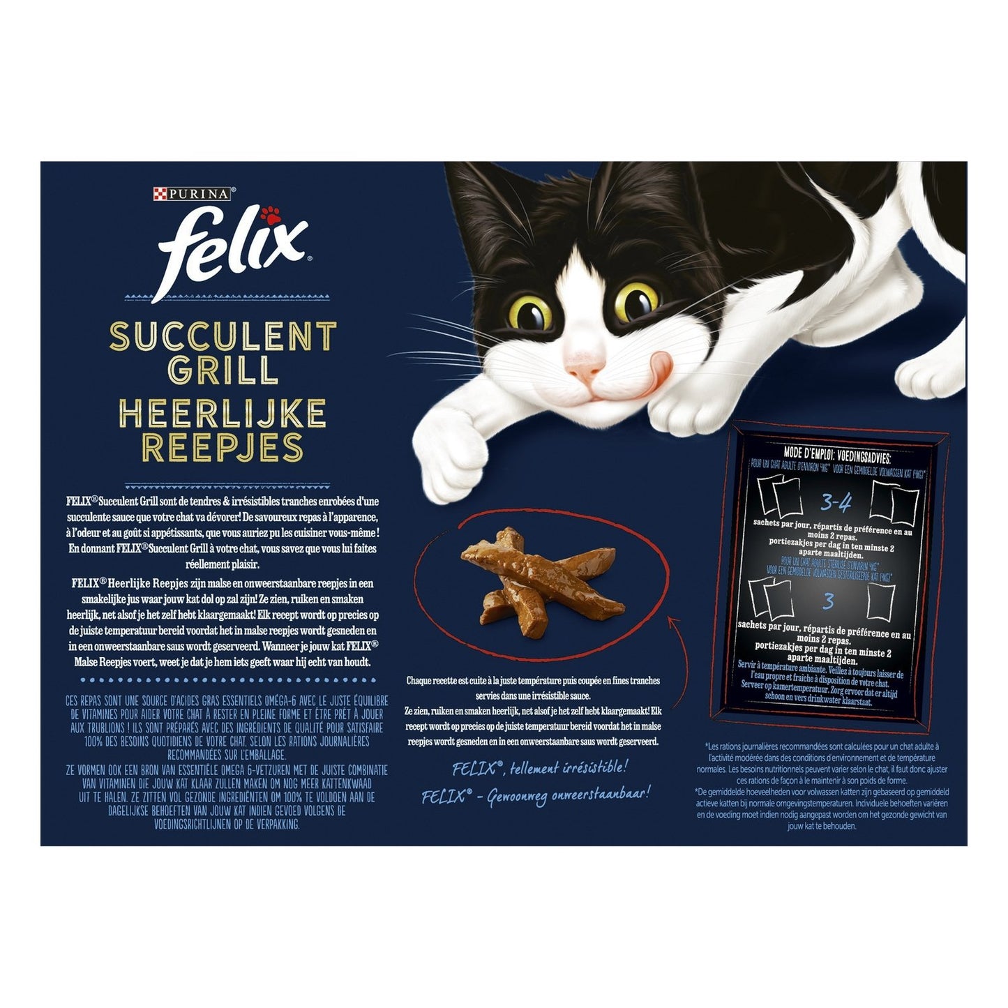 Pâtée pour Chat Adulte en Sauce Boeuf Poulet Canard Dinde Succulent Grill FELIX