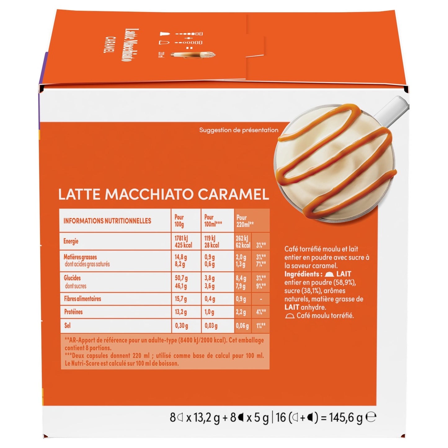 Café au Lait Capsules Latte Macchiato Caramel NESCAFE DOLCE GUSTO