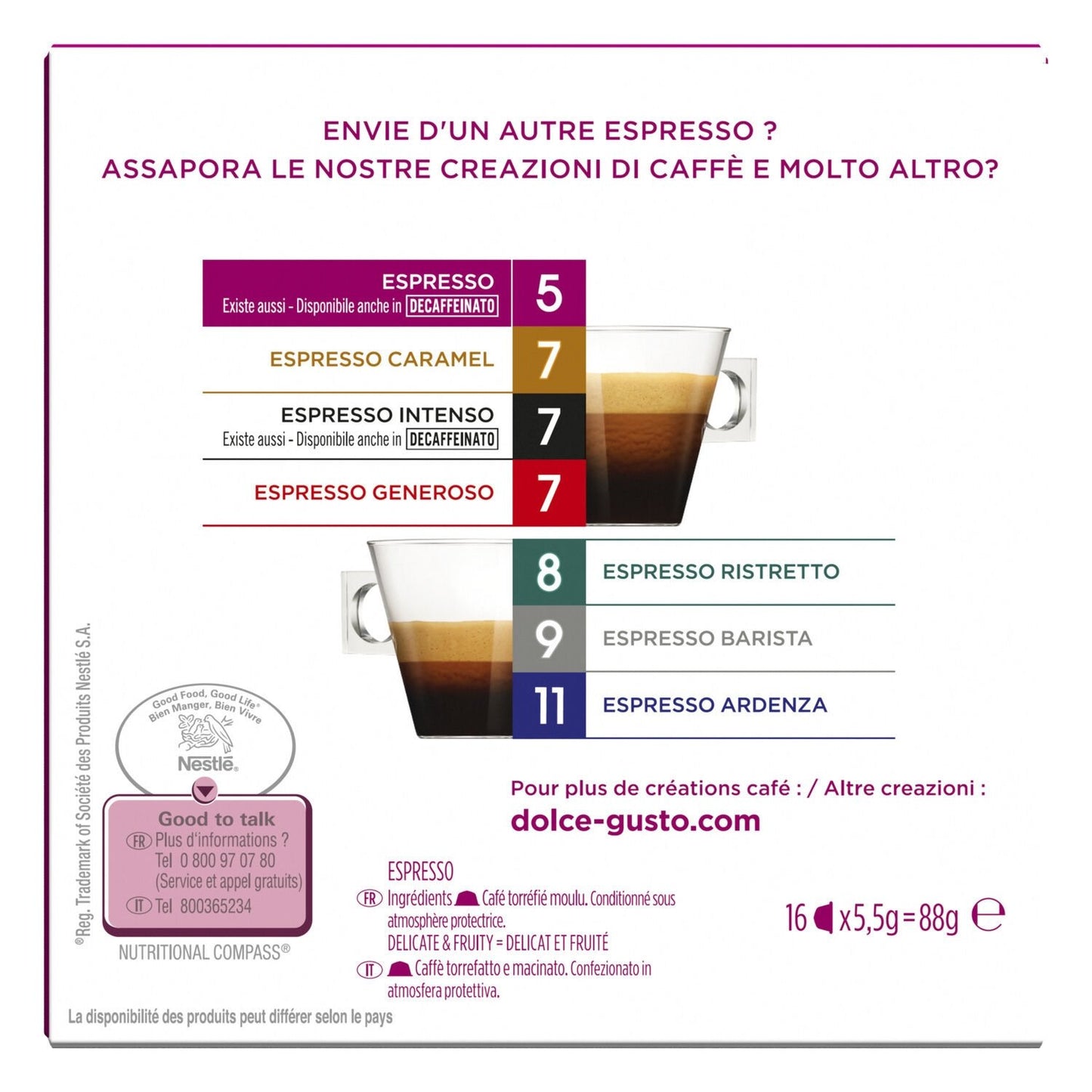 Kaffeekapseln Espresso Intensität 5 NESCAFE DOLCE GUSTO