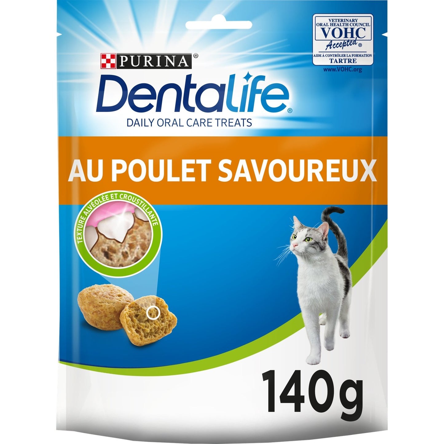 Friandises pour Chat Adulte Hygiène Bucco-Dentaire Poulet DENTALIFE le paquet de 140g