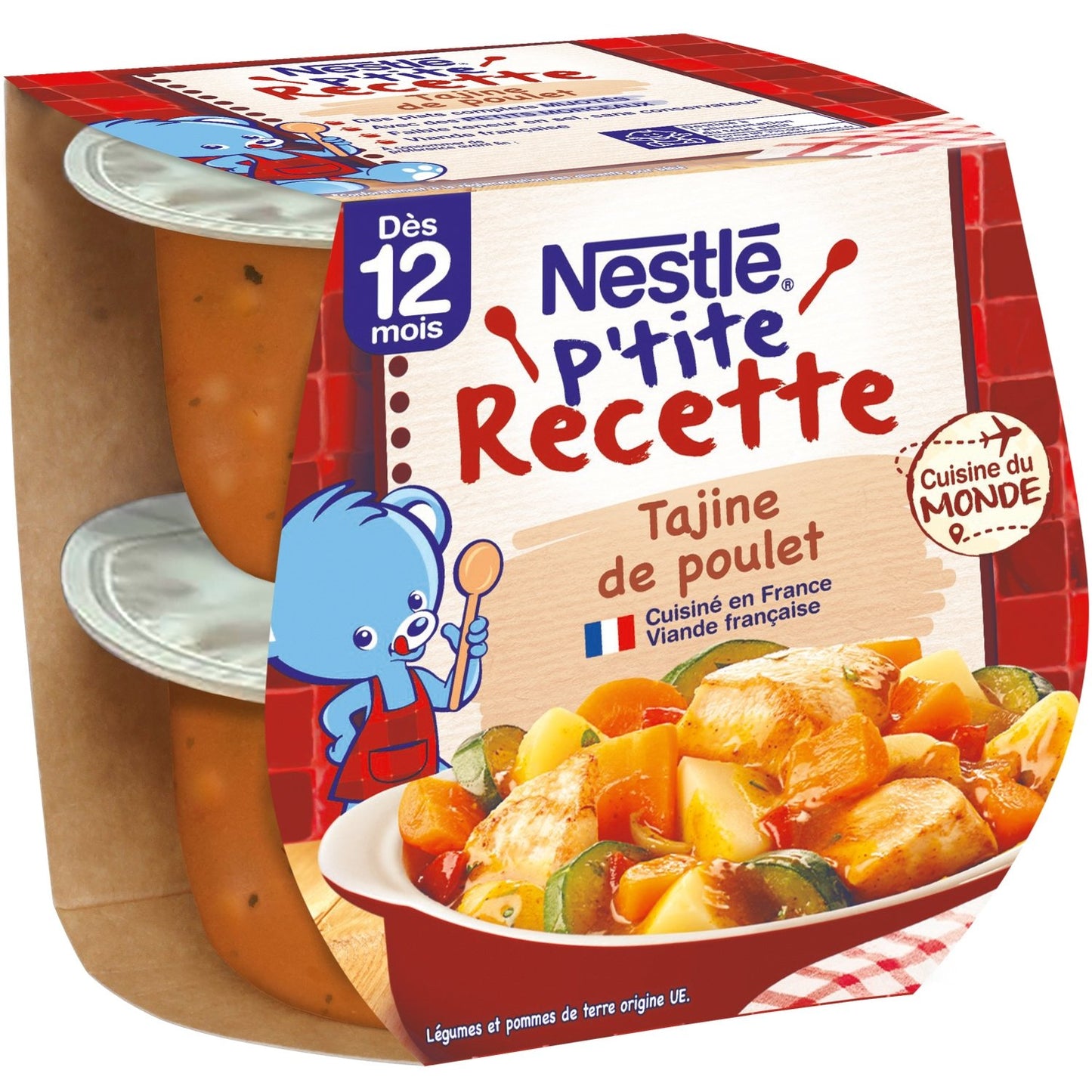 Plat Bébé Dés 12 Mois Tajine de Poulet P'tite Recette NESTLE 2 pots de 200 g