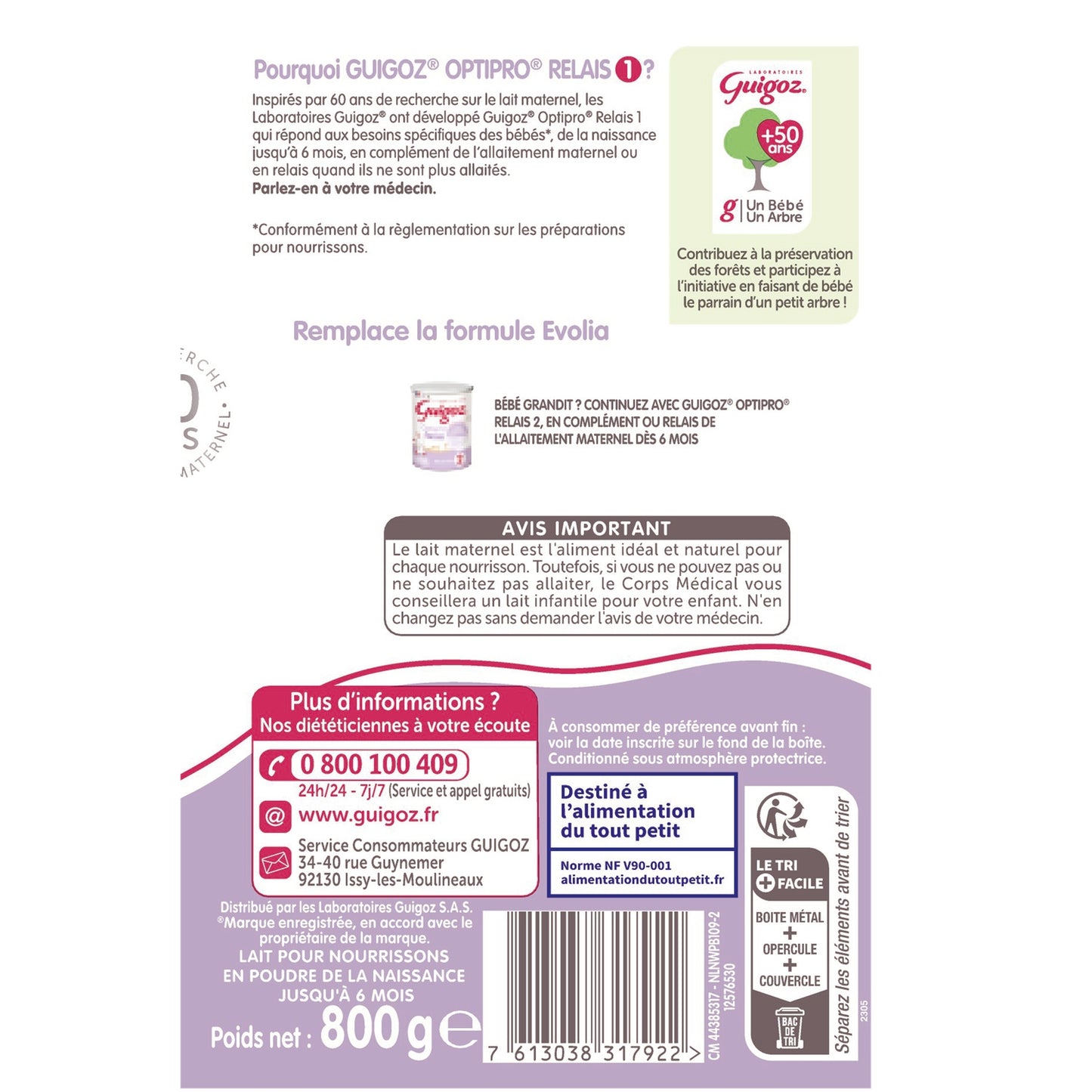 Powdered Baby Milk 1st Age Relais EVOLIA GUIGOZ