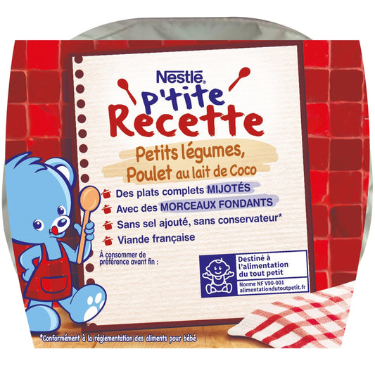 Plat Bébé Dès 8 Mois Petits Légumes Poulet au Lait de Coco P'tite Recette NESTLE