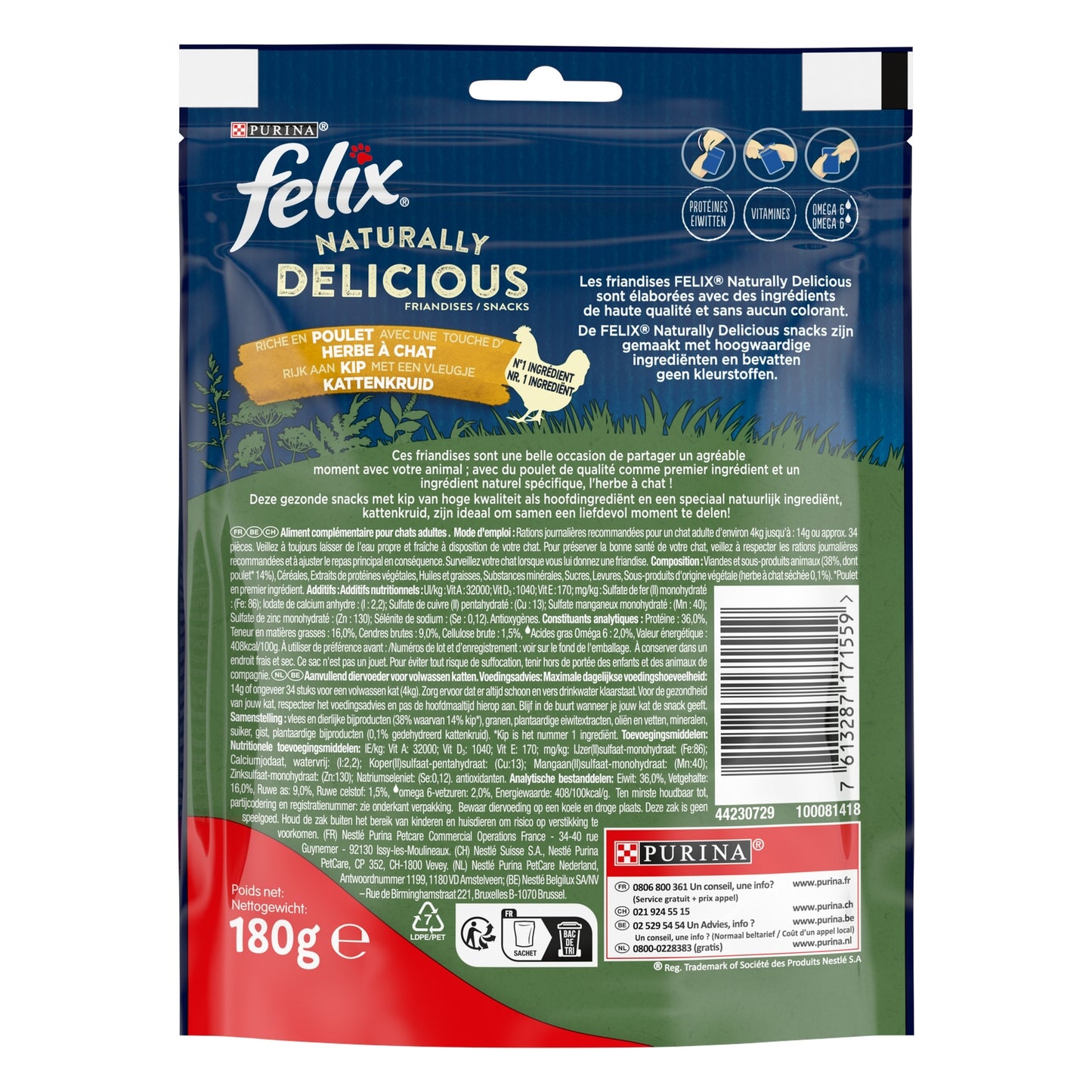 FELIX Naturally Delicious Katzenminze-Hühnchen-Leckerlis für erwachsene Katzen
