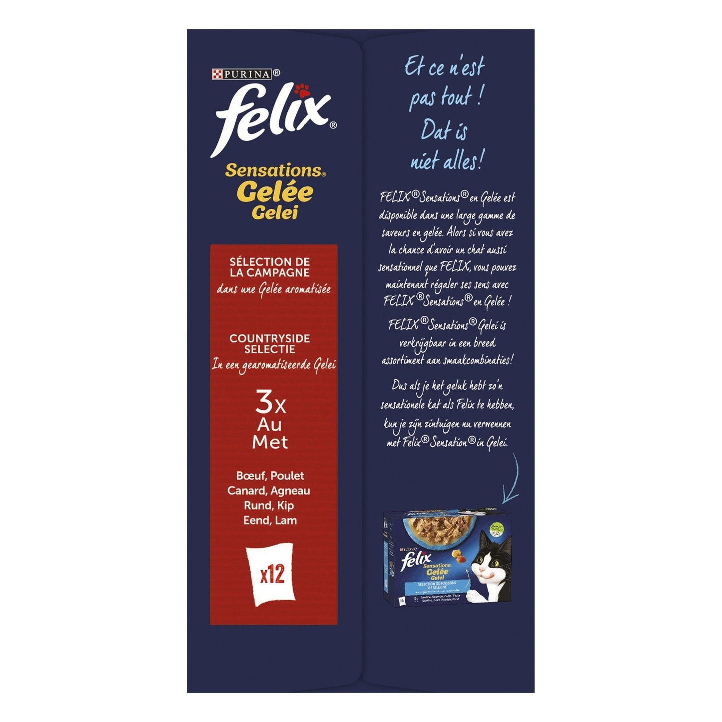 Pâtée pour Chat Adulte en Gelée Boeuf Poulet Canard Agneau Sensations FELIX
