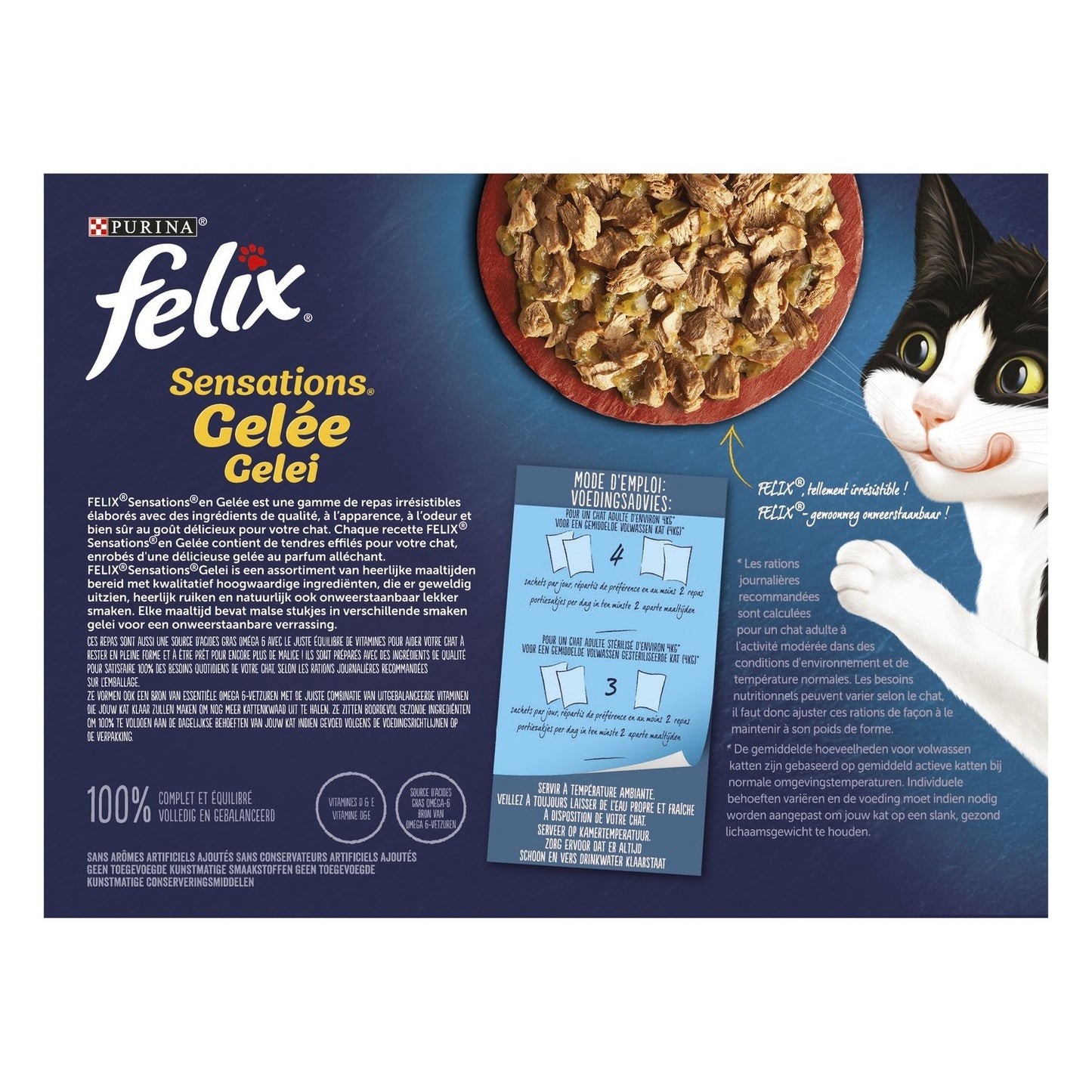 Adult Katzenfutter in Gelee Rind Huhn Ente Lamm Sensations FELIX