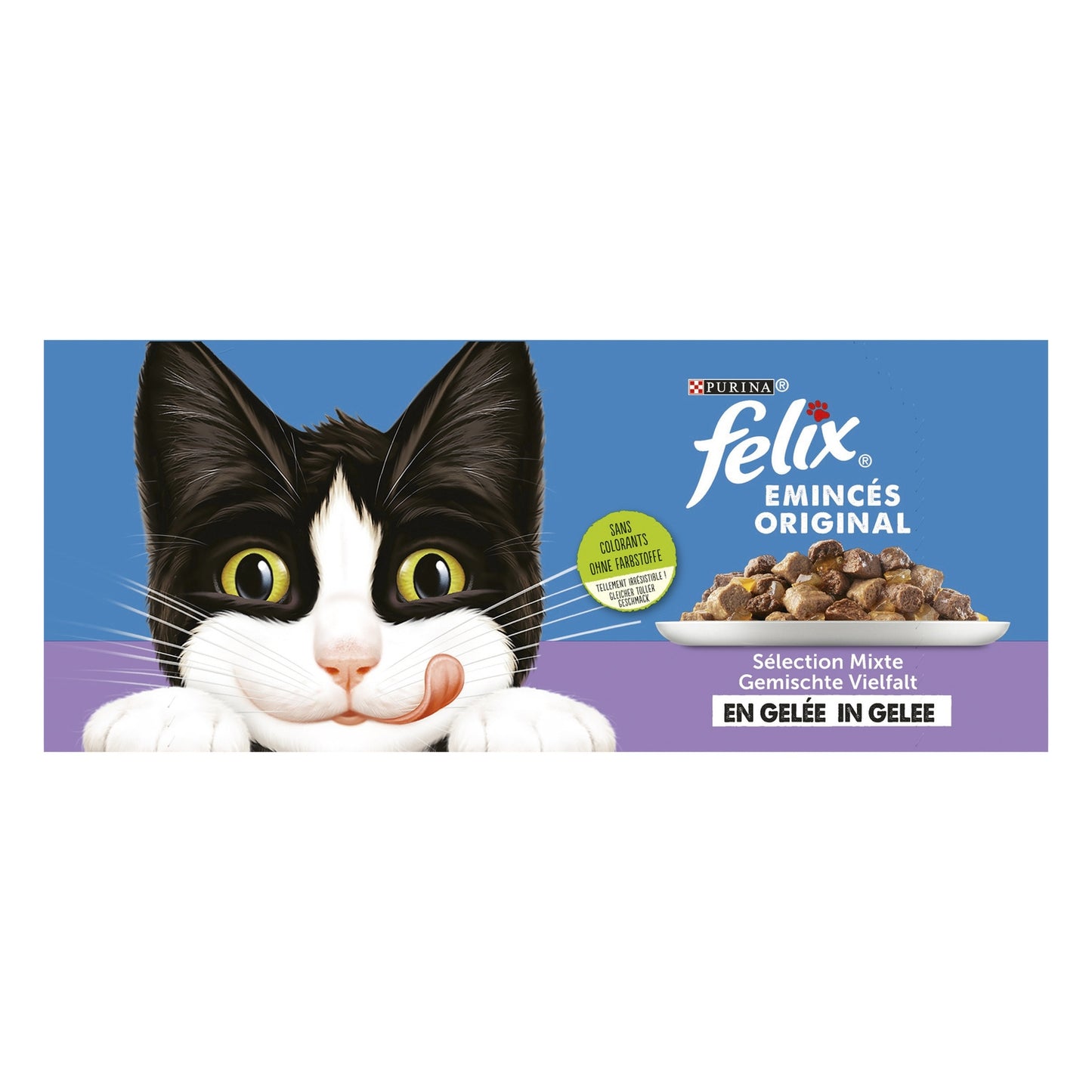 Pâtée pour Chat Adulte Emincés en Gelée Boeuf Poulet Saumon Thon FELIX
