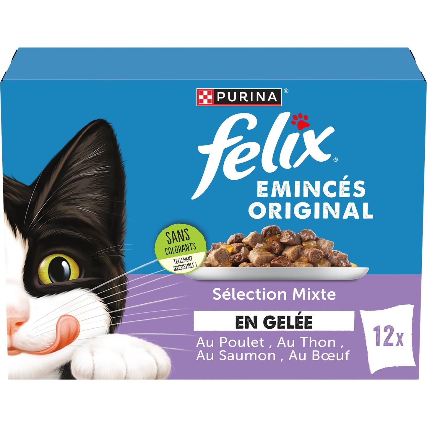 Pâtée pour Chat Adulte Emincés en Gelée Boeuf Poulet Saumon Thon FELIX