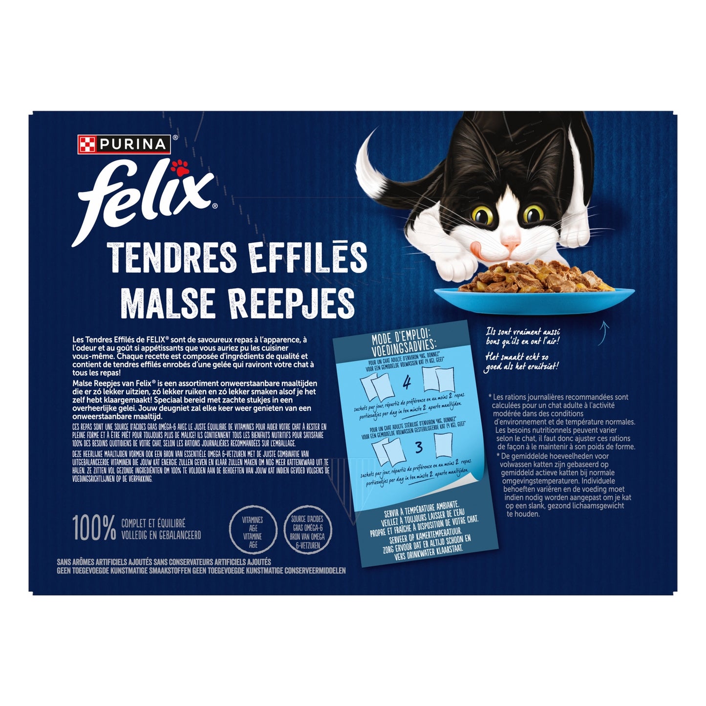 Pâtée pour Chat Adulte Tendres Effilés en Gelée Thon Cabillaud Saumon Carrelet FELIX