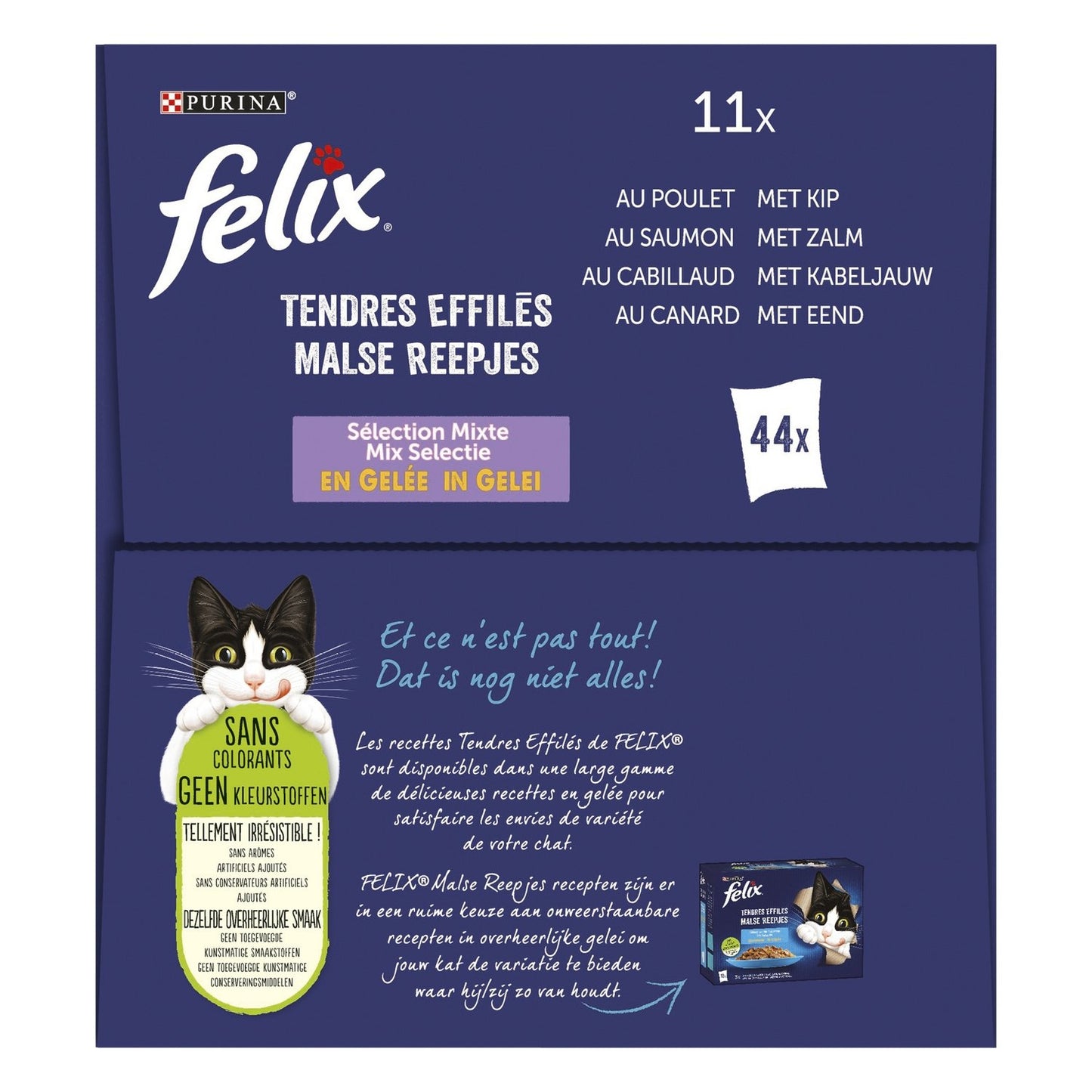 Pâtée pour Chat Adulte Tendres Effilés en Gelée Mixte FELIX