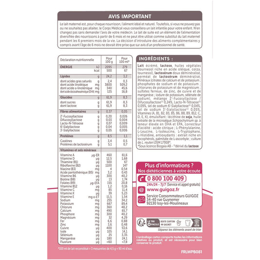 Lait Bébé en Poudre Optipro 2ème Âge GUIGOZ