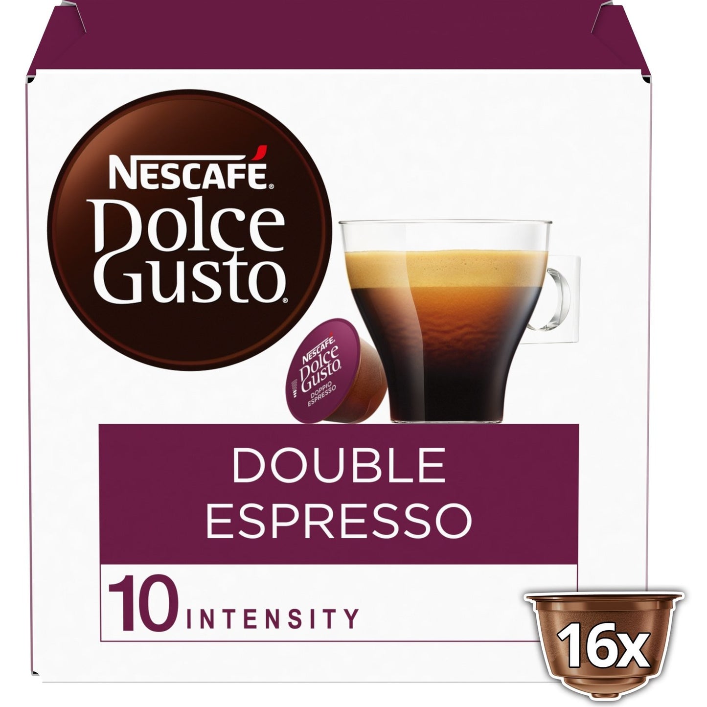 Café Capsules Double Espresso Intensité 10 NESCAFE DOLCE GUSTO la boîte de 16 capsules