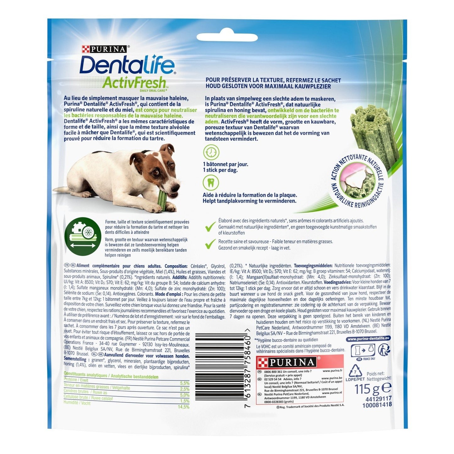 Friandises pour Chien Adulte Petit <10kg Hygiène Bucco Dentaire Activfresh DENTALIFE