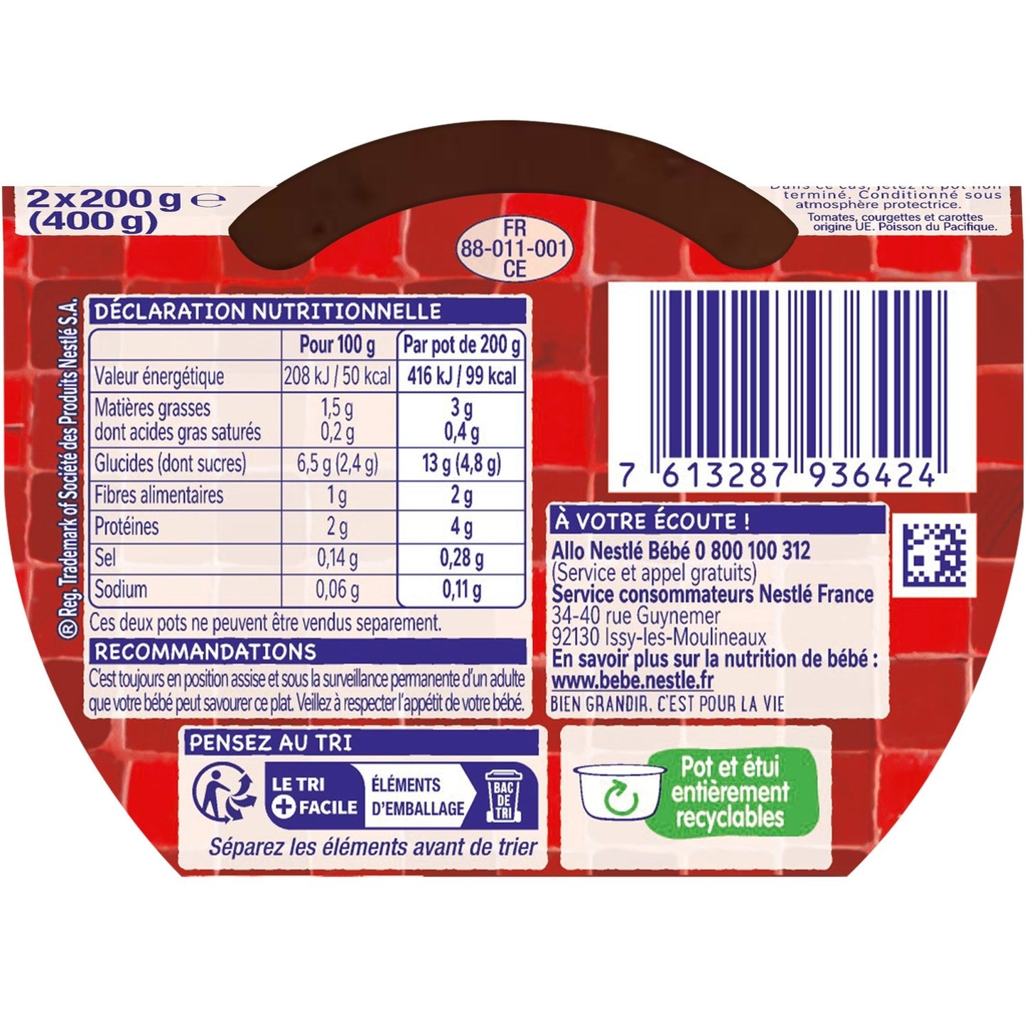 Plat Bébé Dés 12 Mois Poisson à la Provençale P'tite Recette NESTLE