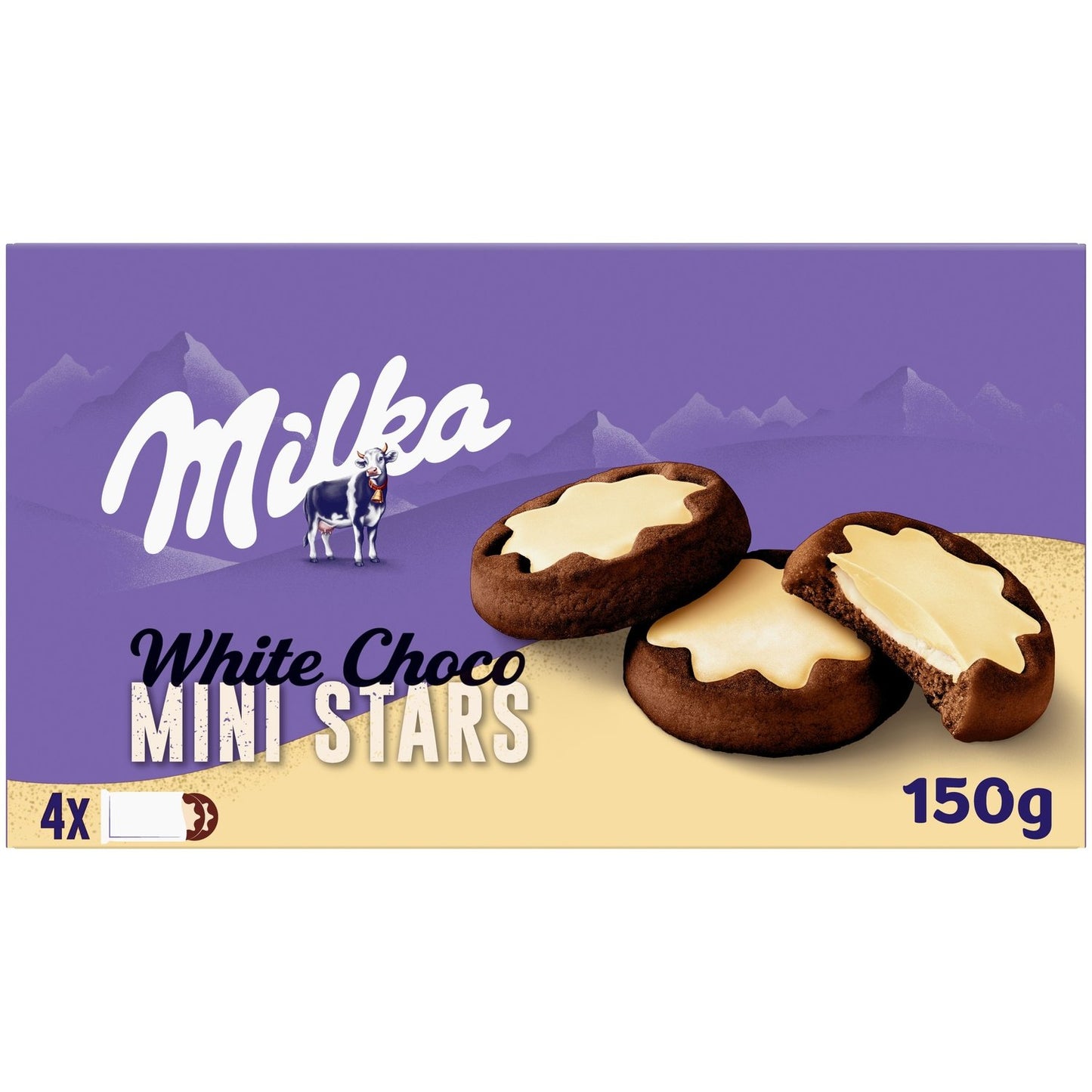 Biscuits Fourrés au Lait et Nappés au Chocolat Blanc Mini Stars MILKA