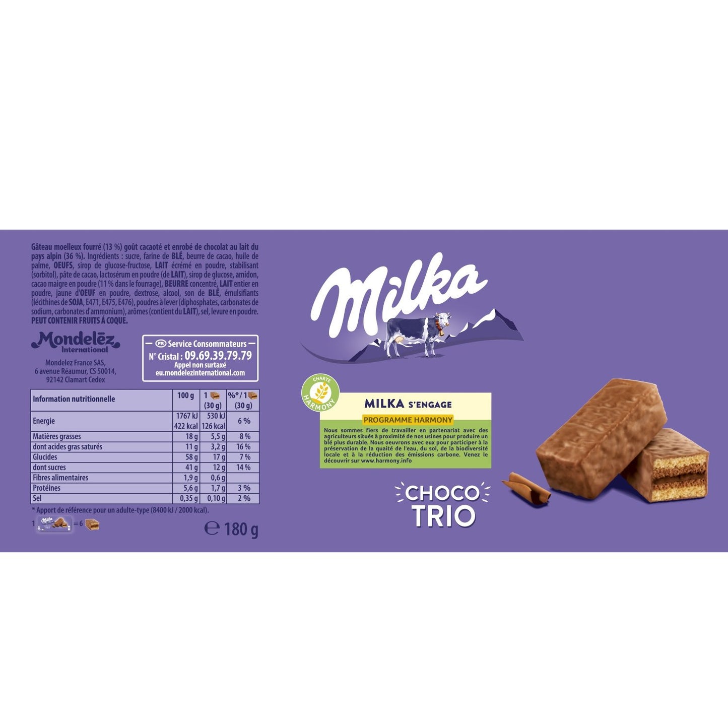 Gâteaux Fourrés au Chocolat Choco Trio MILKA