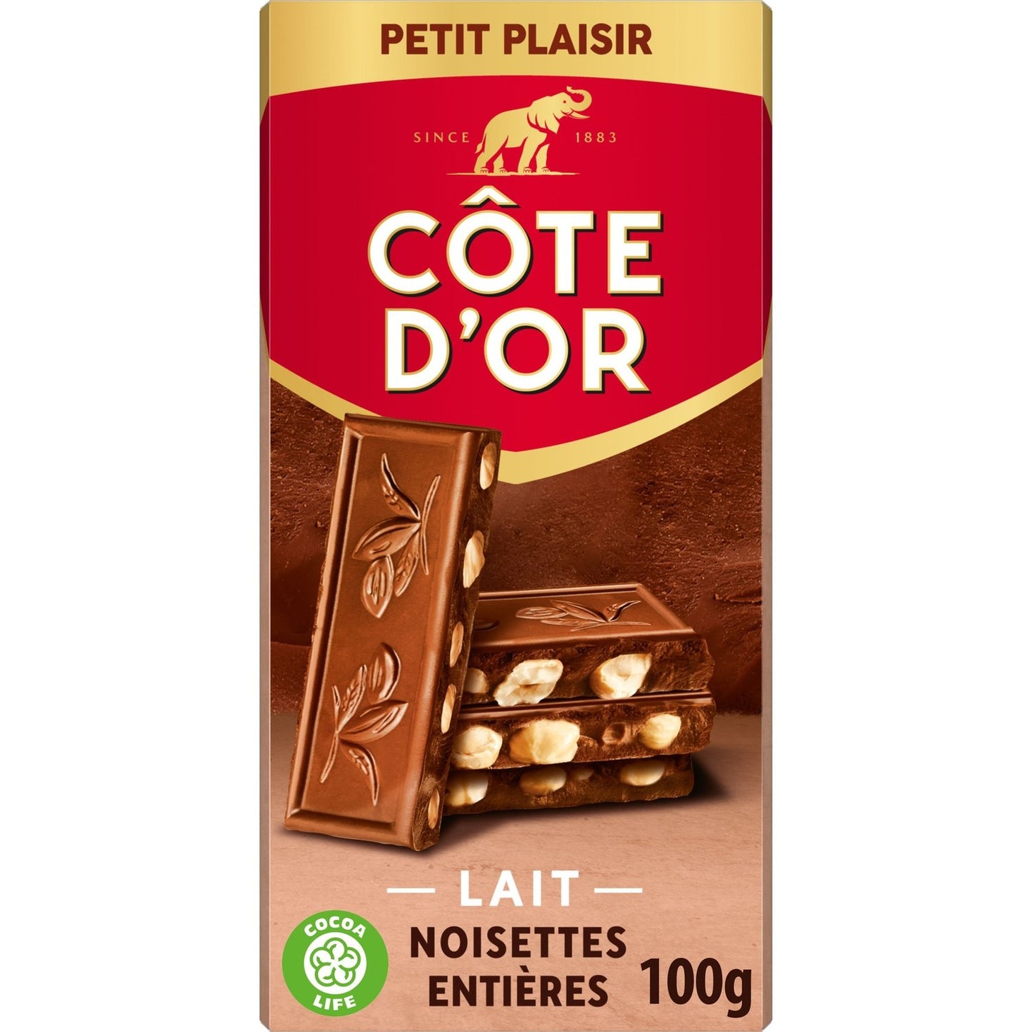 Tablette de Chocolat Lait Noisettes COTE D'OR la tablette de 100g