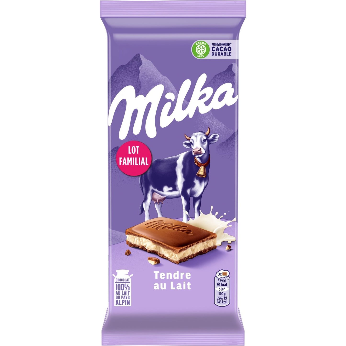 Tablette de Chocolat au Lait Tendre au Lait MILKA