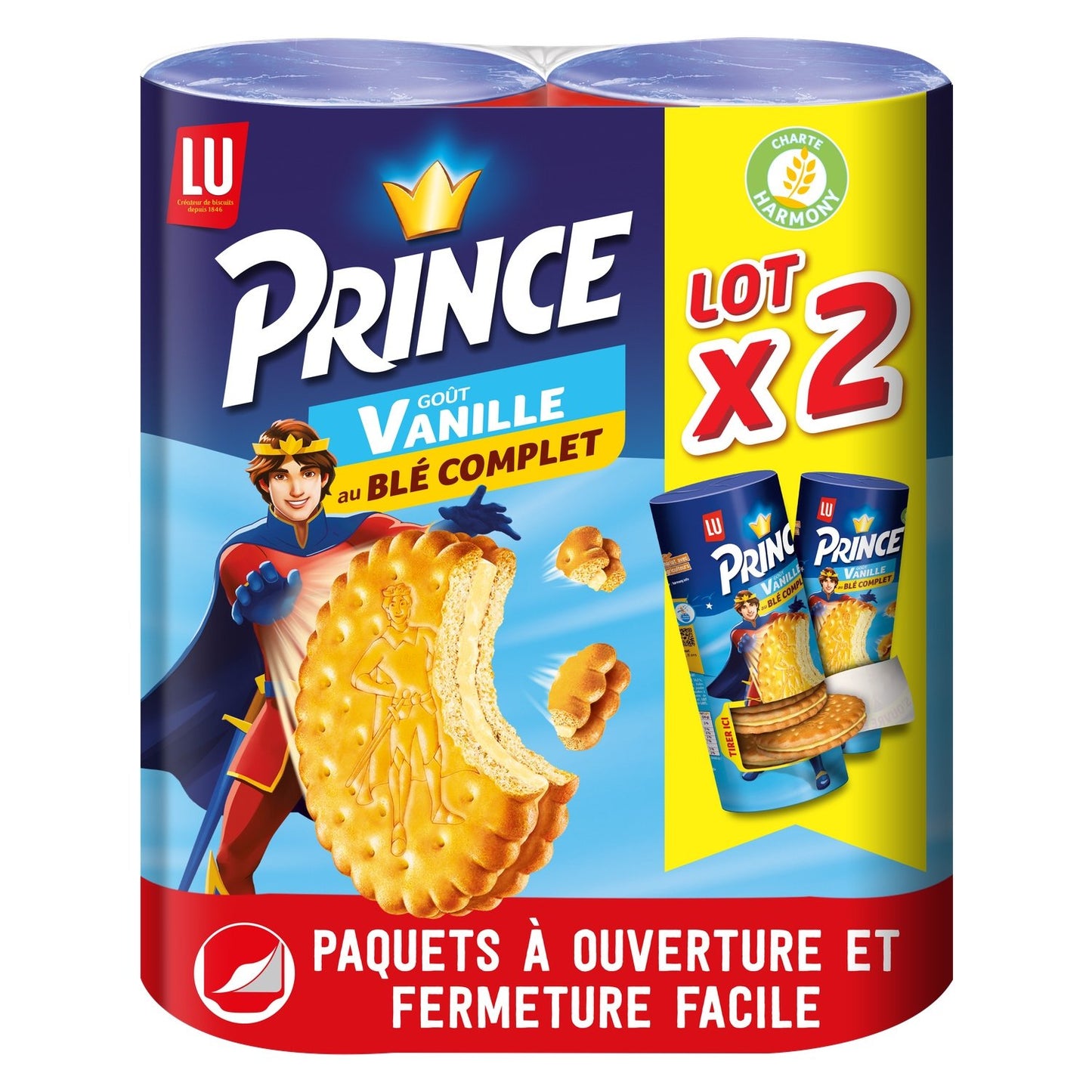 Biscuits Fourrés à la Vanille au Blé Complet Prince LU