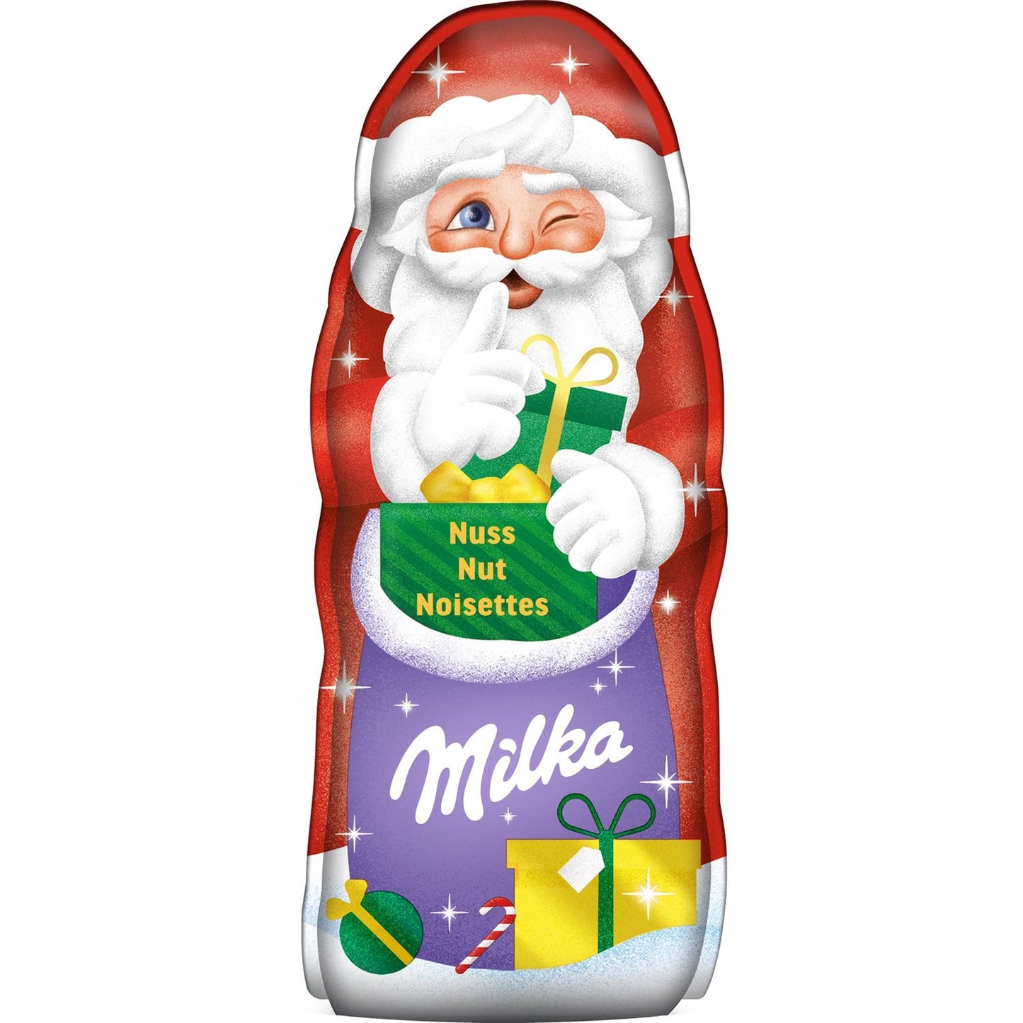 Moulage Père Noël Chocolat Lait et Noisettes MILKA - Gamme de Noël 2025 Le moulage de 95 g