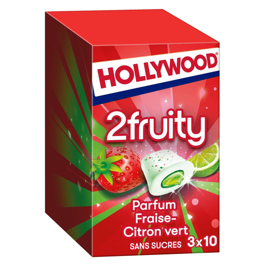 2fruity HOLLYWOOD Zuckerfreier Erdbeer-Limette-Kaugummi