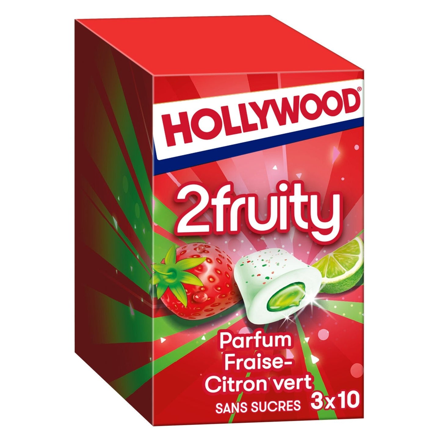 Chewing-Gum à la Fraise Citron Vert Sans Sucres 2fruity HOLLYWOOD