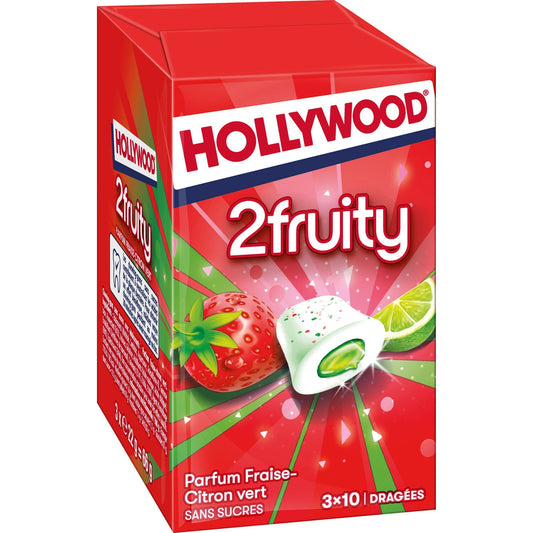 2fruity HOLLYWOOD Zuckerfreier Erdbeer-Limette-Kaugummi