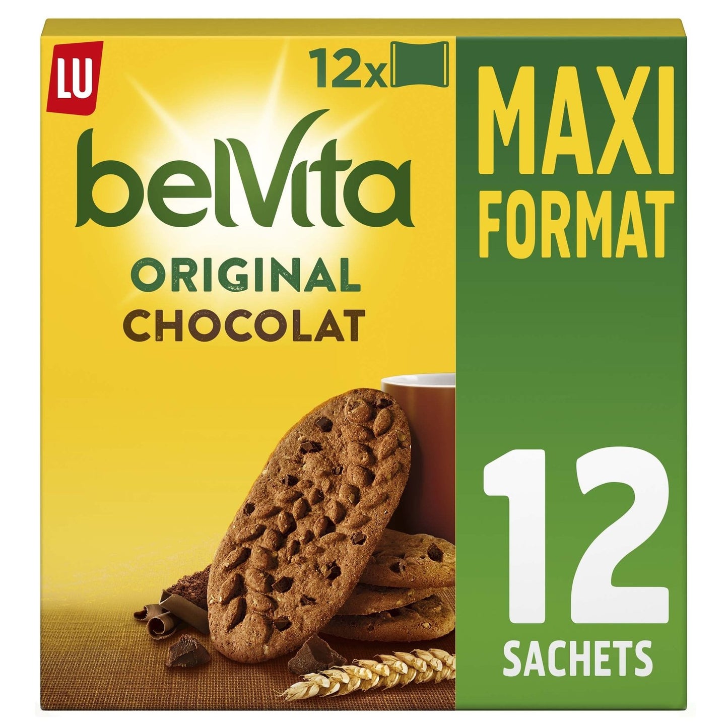 Biscuits Petit Déjeuner au Chocolat Original Belvita LU La boîte de 12 sachets - 600 g