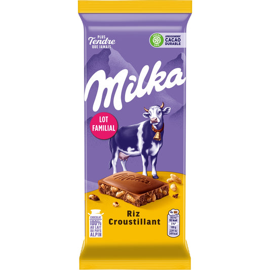 Milchschokolade und knuspriger Reisriegel MILKA