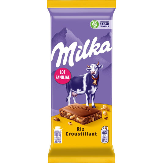 Milchschokolade und knuspriger Reisriegel MILKA
