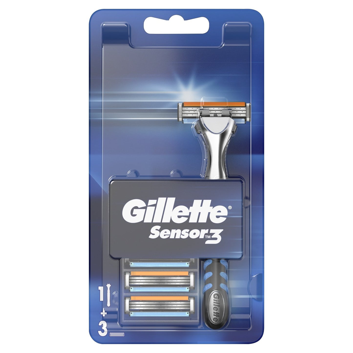 Rasoir Sensor 3 pour Homme GILLETTE le manche + 3 lames