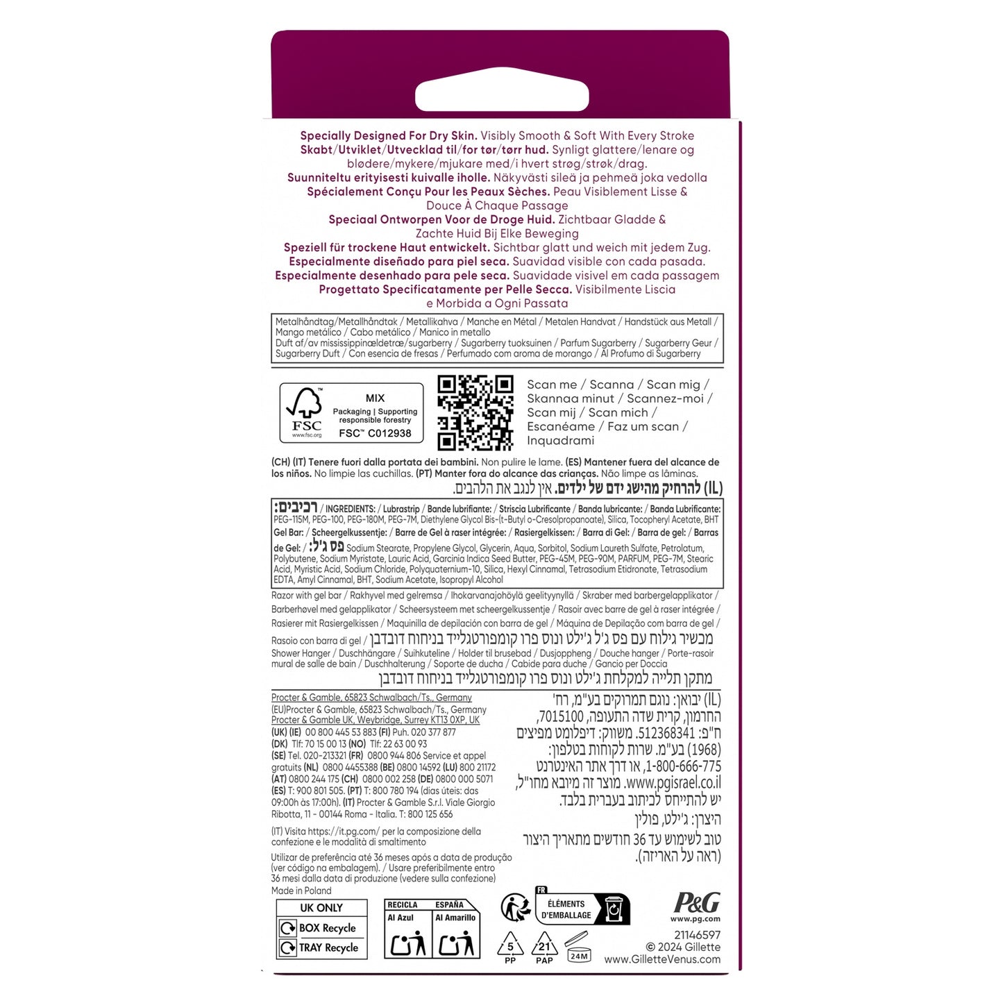 GILLETTE Pro Comfort Glide Sugarberry Women's Razor