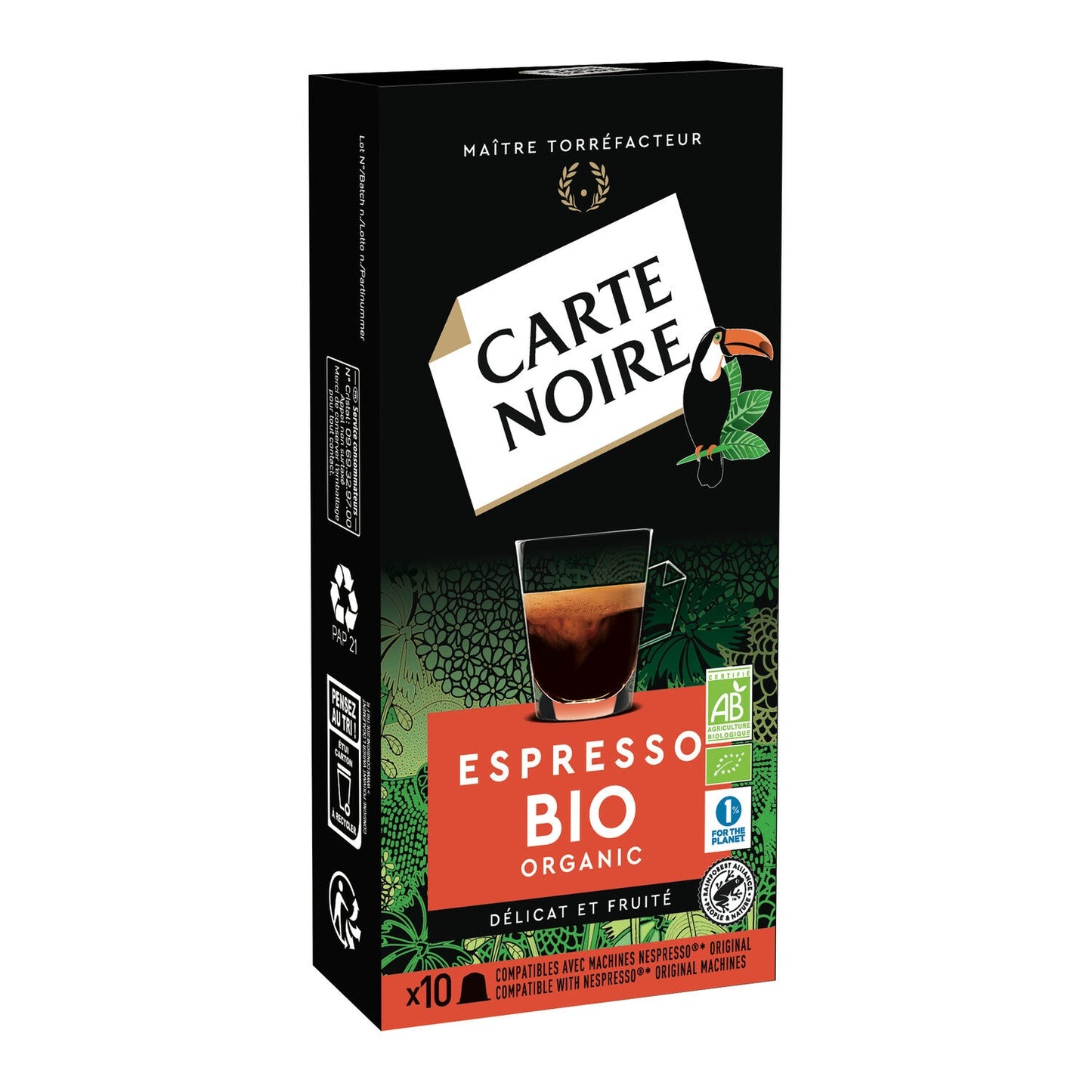 Coffee Capsules Compatible with Nespresso Expresso No. 6 Organic CARTE NOIRE