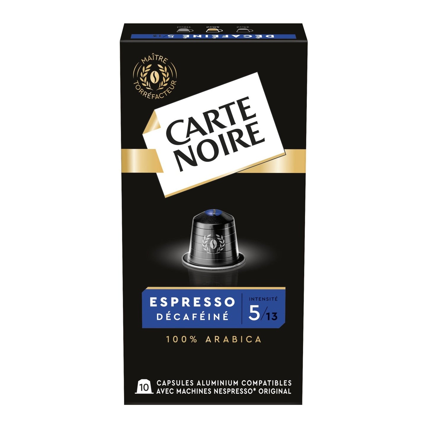 Café Capsules Décaféiné Intensité 5 Compatible Nespresso CARTE NOIRE la boîte de 10 capsules