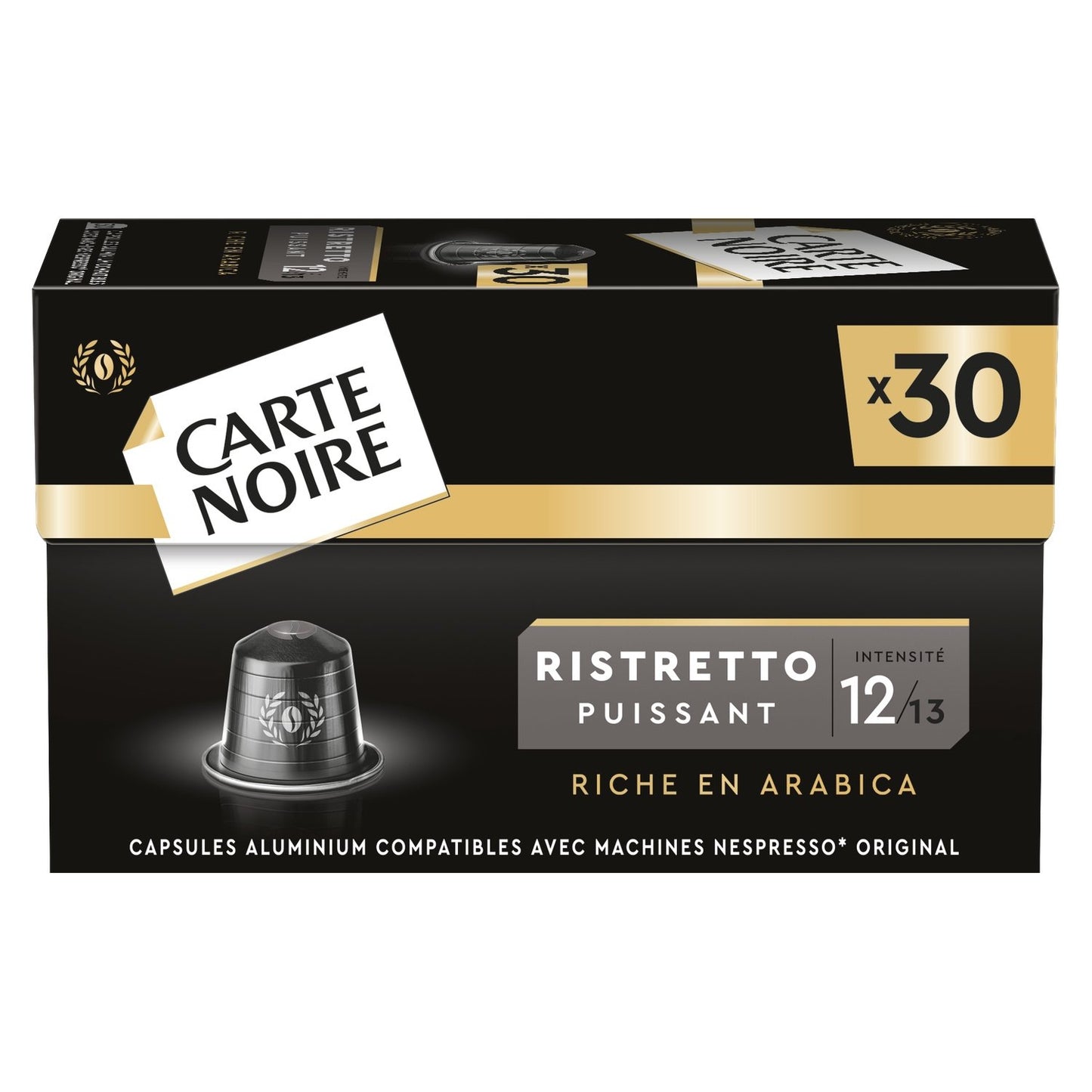 Café Capsules Ristretto Intensité 12 Compatible Nespresso CARTE NOIRE la boîte de 30 capsules