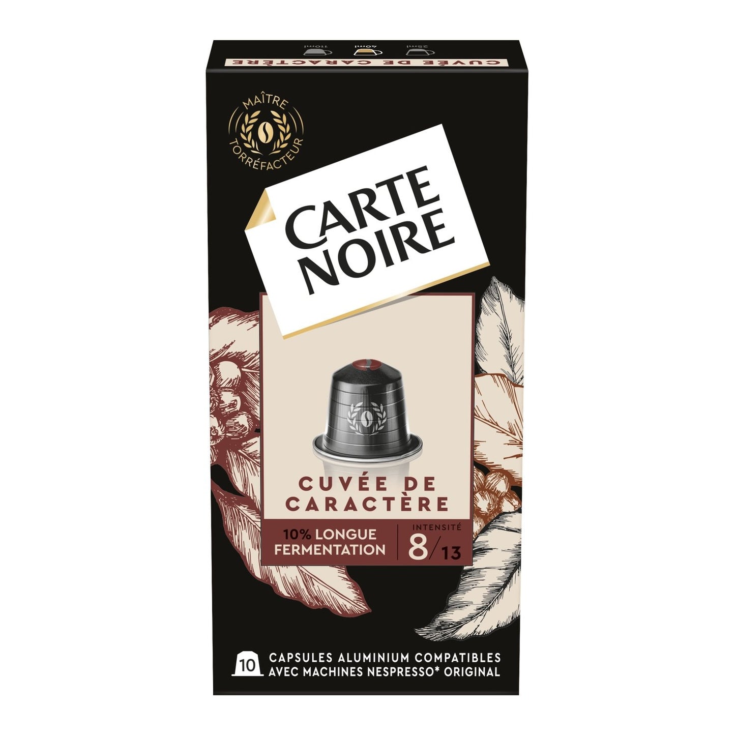 Café Capsules Intensité 8 Cuvée de Caractère Compatible Nespresso CARTE NOIRE La Boîte De 10 Capsules