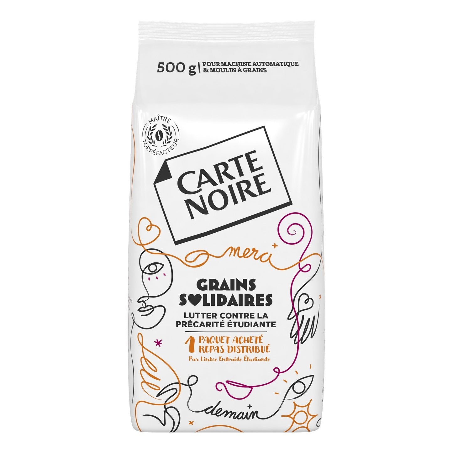 Café en Grains Pur Arabica CARTE NOIRE la boite de 500g