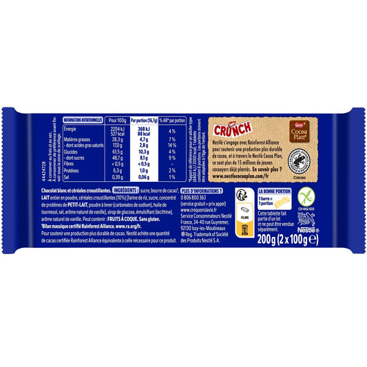 Weiße Schokoladentafel und Knuspermüsli CRUNCH