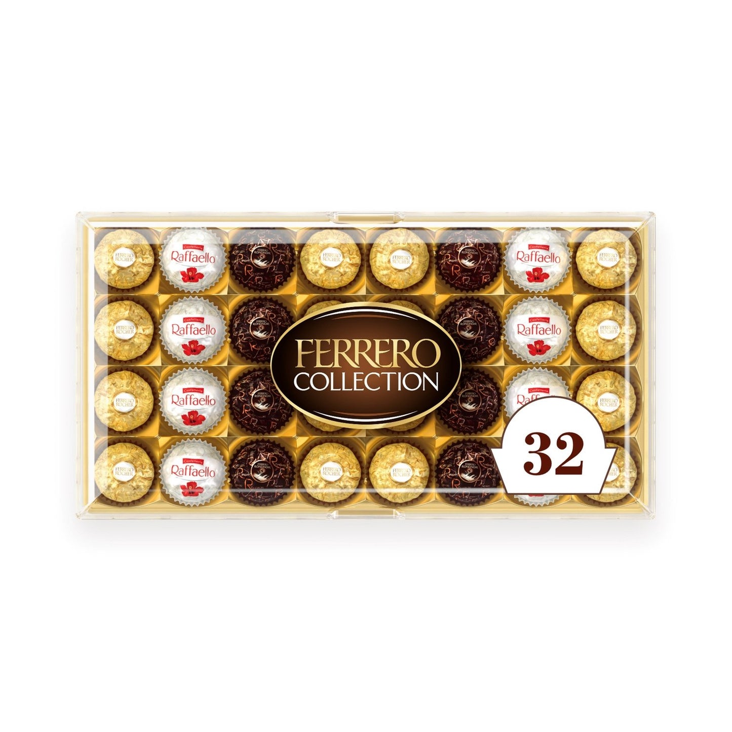 Assortiment de Chocolats Lait et Noisettes, Noix de Coco et Chocolat Noir FERRERO COLLECTION - Gamme de Noël 2025 Boîte 32 pièces - 359g
