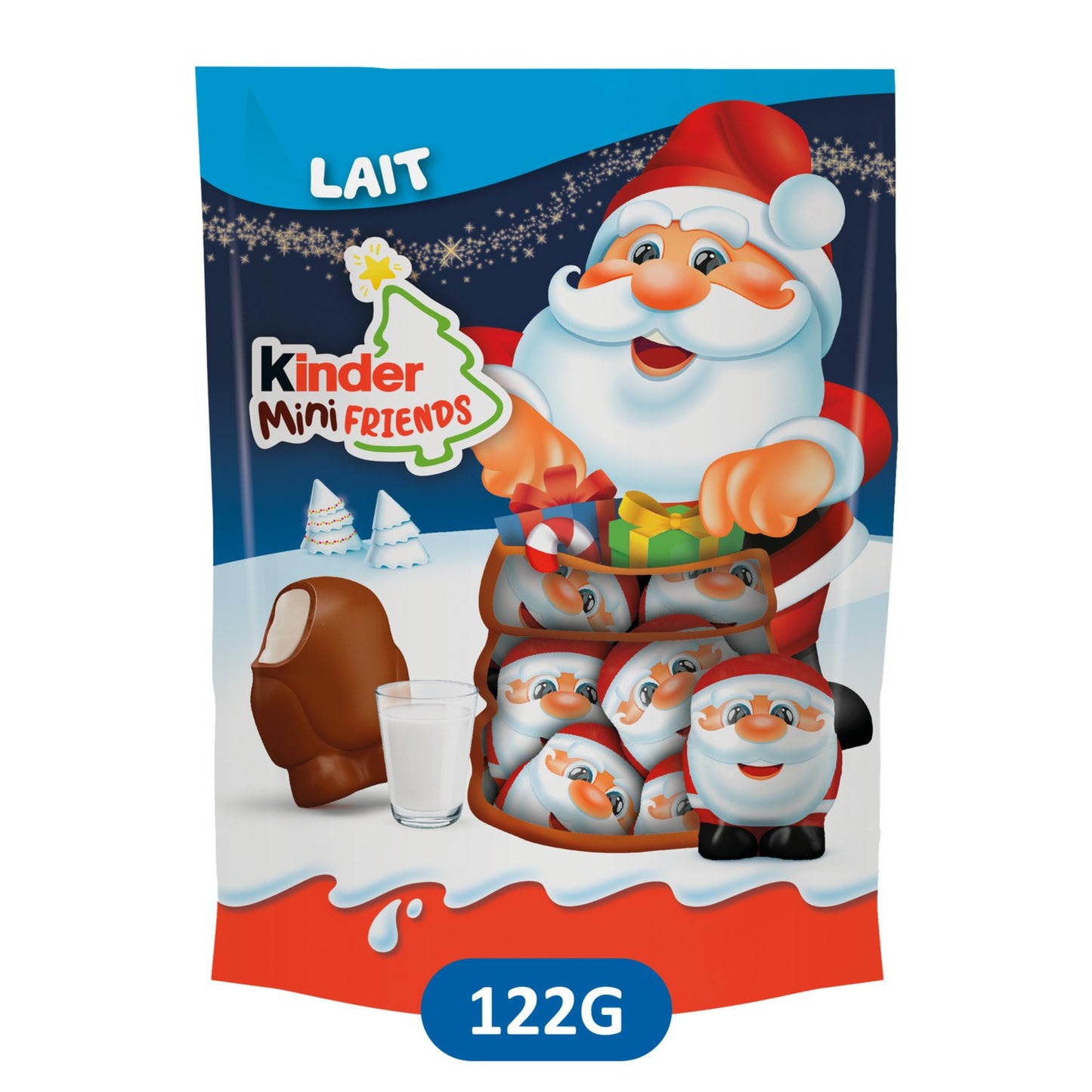 Bouchées de Chocolat Lait KINDER MINI FRIENDS - Gamme de Noël 2025 le sachet de 20 chocolats