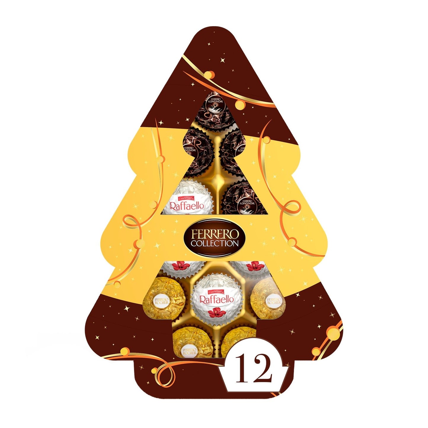 Bouchées de Chocolat Lait et Noisettes, Noix de Coco et Chocolat Noir FERRERO COLLECTION - Gamme de Noël 2025 la boîte de 12 pièces - 129g