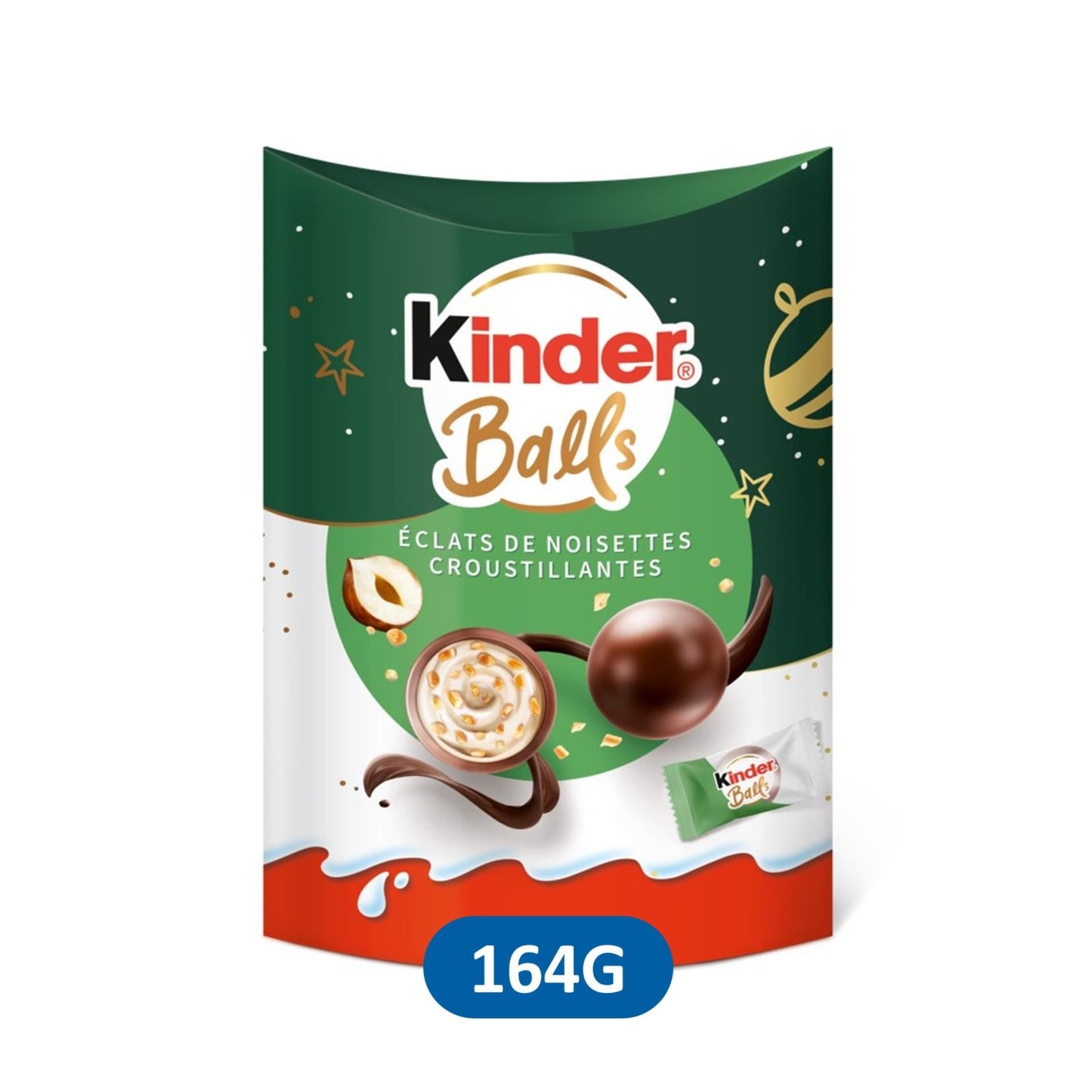 Bouchées de Chocolat Lait & Eclats de Noisettes Croquantes KINDER - Gamme de Noël 2025 le paquet de 164g