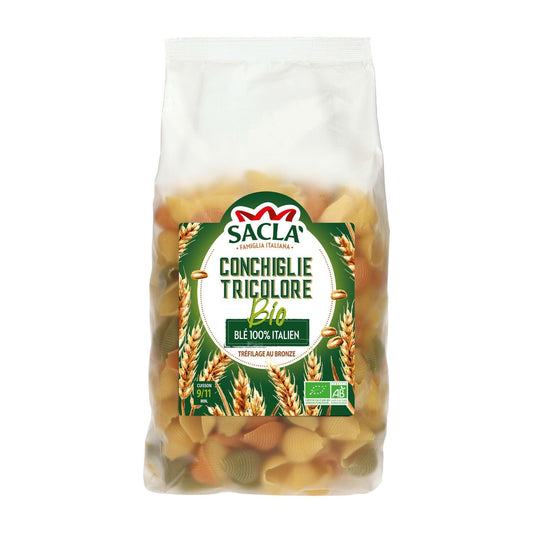 Organic Tricolor Conchiglie Paste SACLA