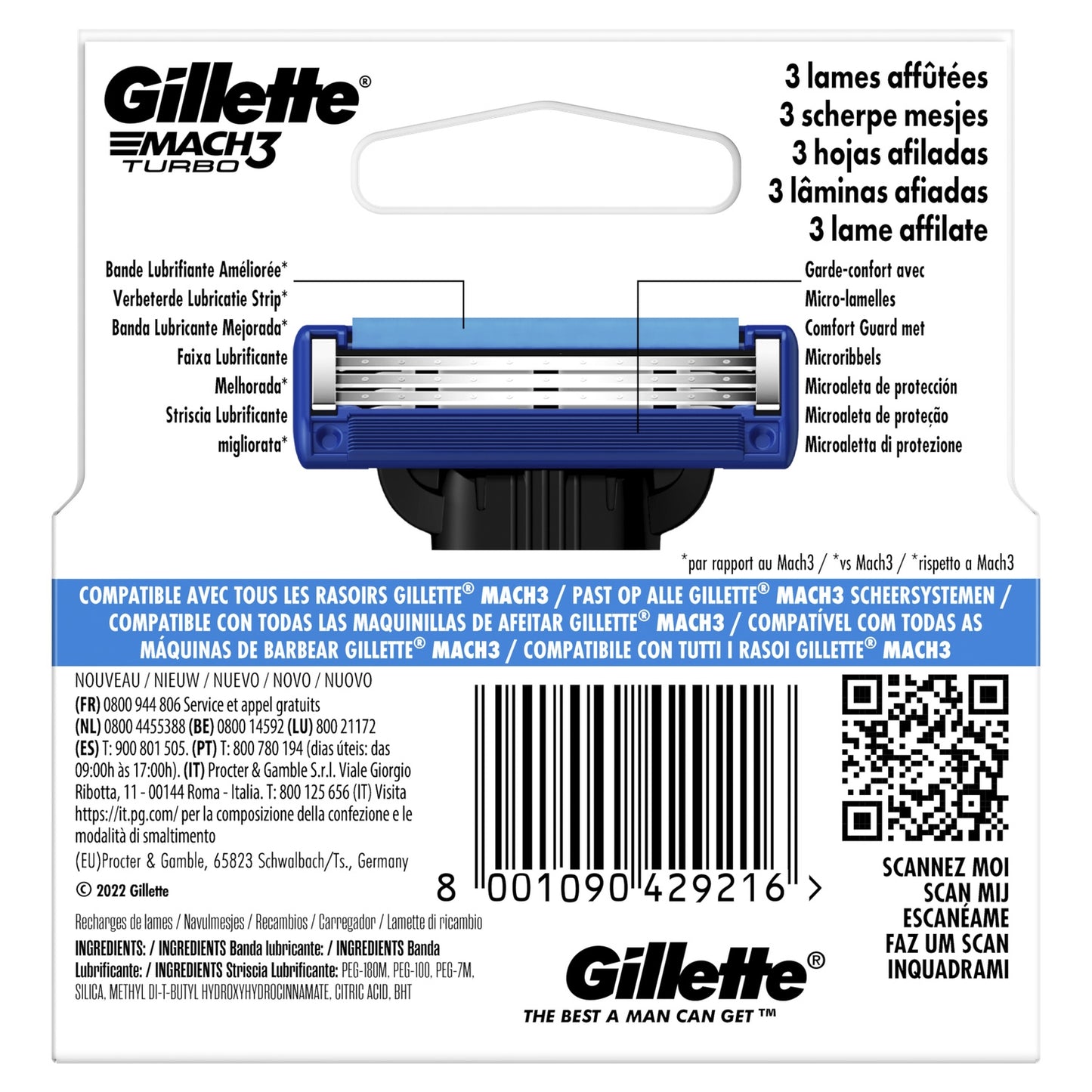 Gillette Mach3 Turbo X4 Men's Razor Blades