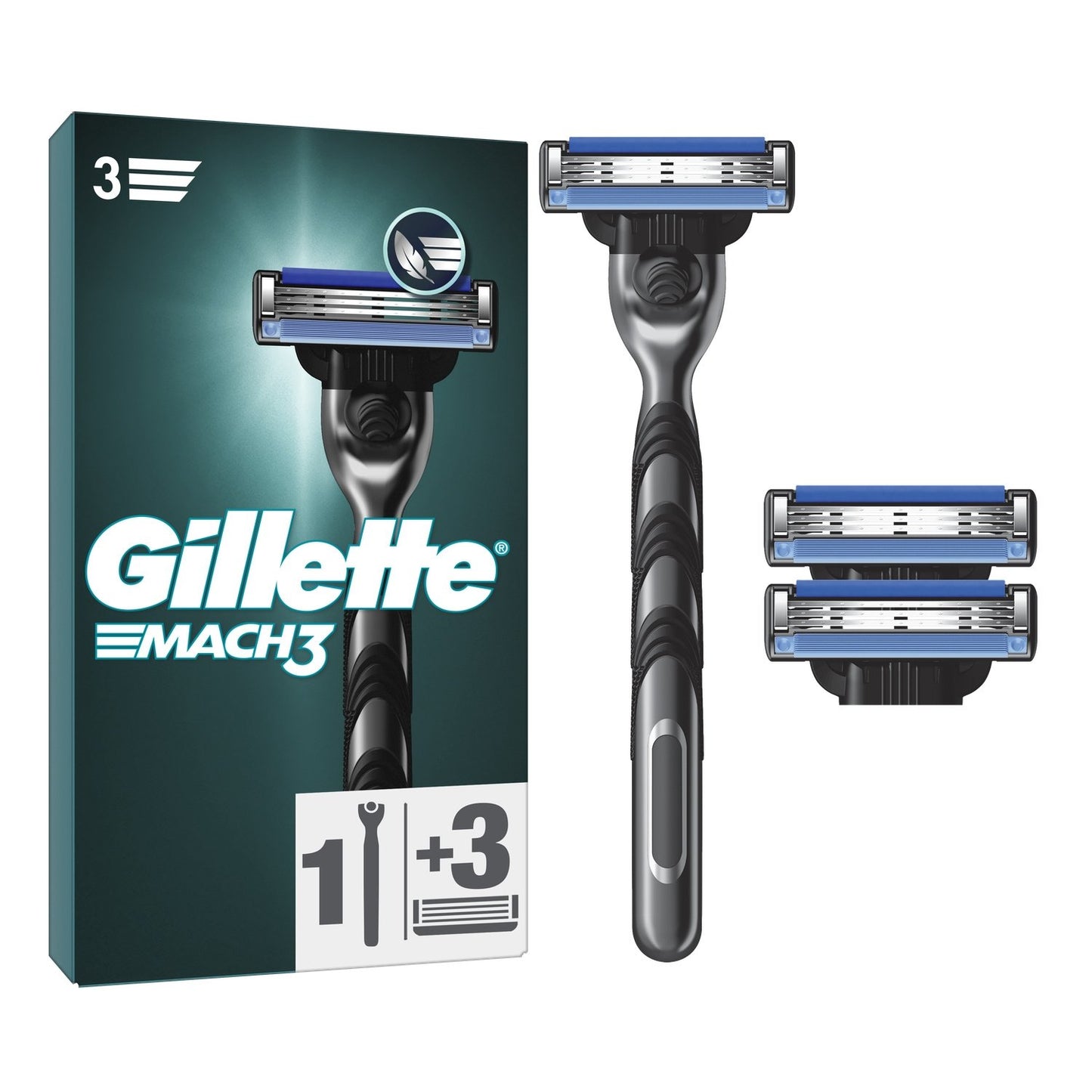 Rasoir Mach 3 pour Homme 3 Lames GILLETTE le manche + 3 lames