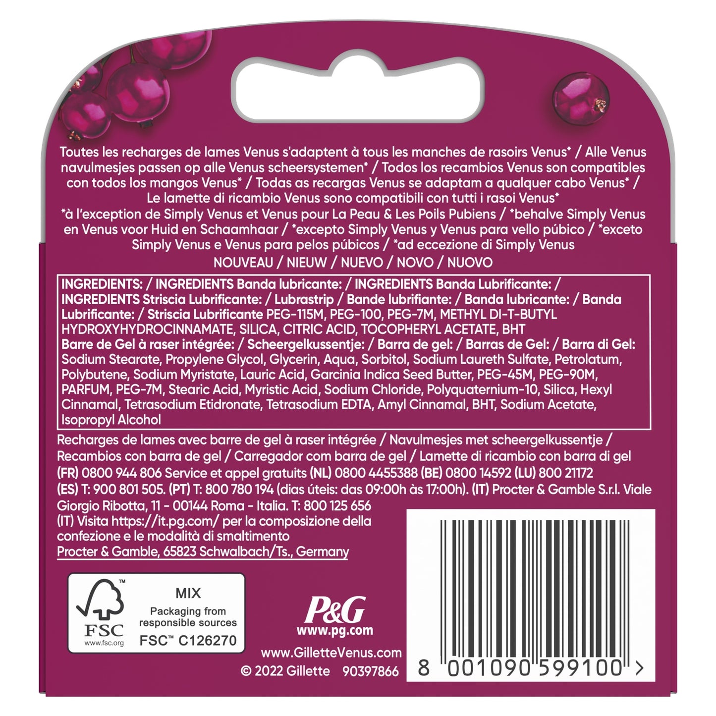 Comfortglide Sugarberry VENUS Razor Blades