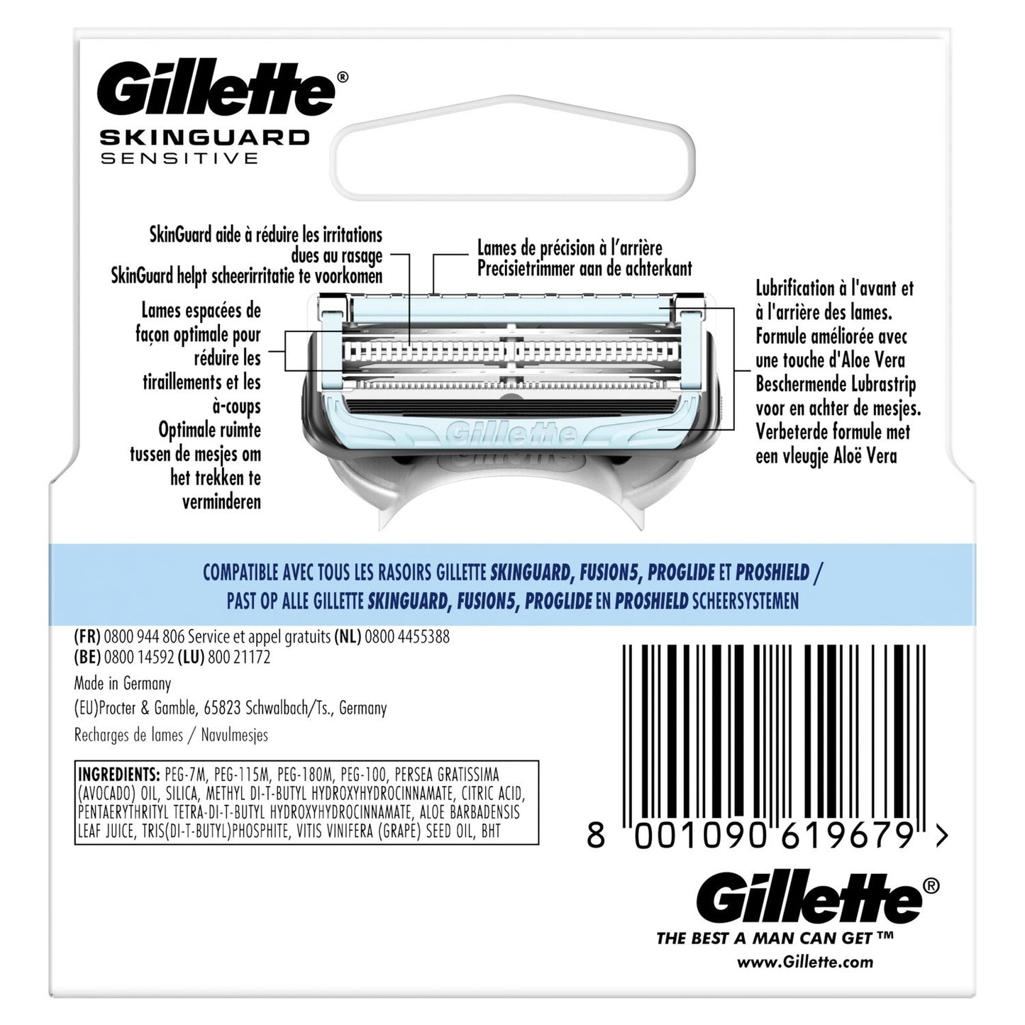 Gillette Skinguard Sensitive Aloe Vera Rasierklingen für Herren