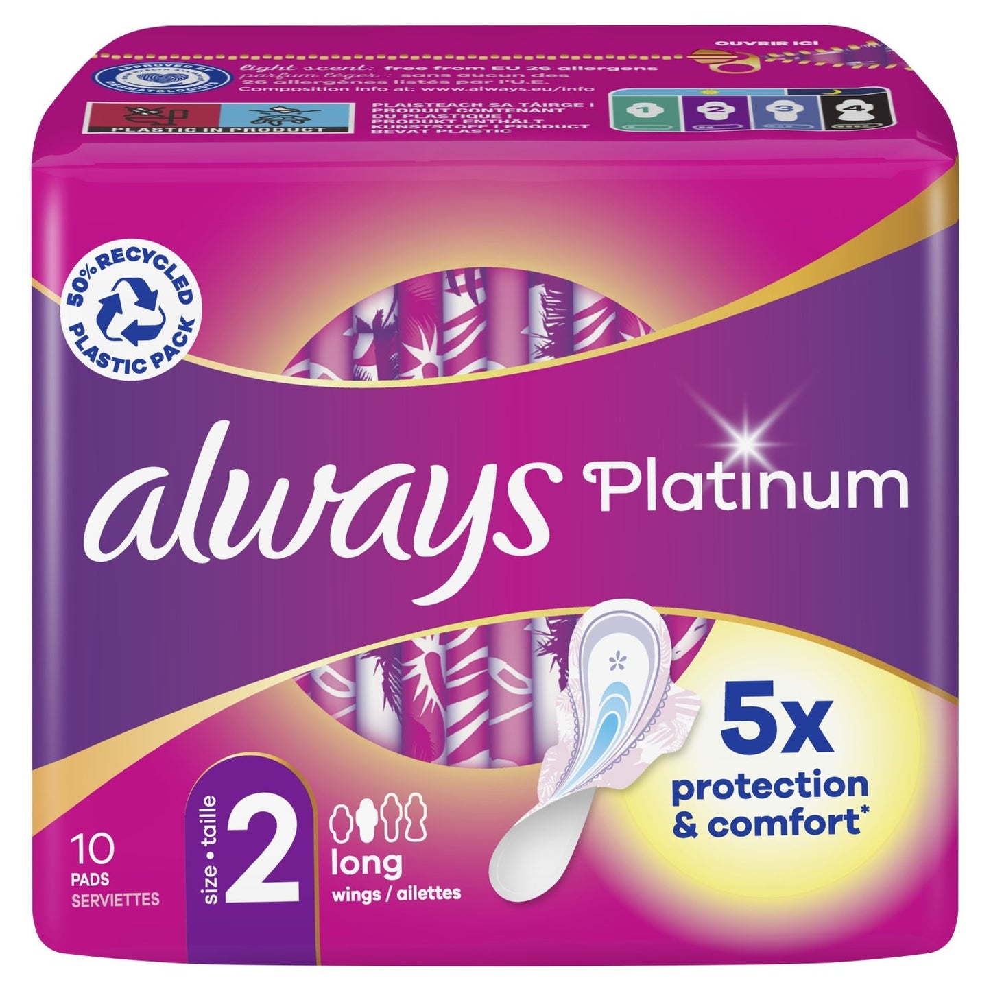 Platinum Always Long Damenbinden mit Flügeln Größe 2