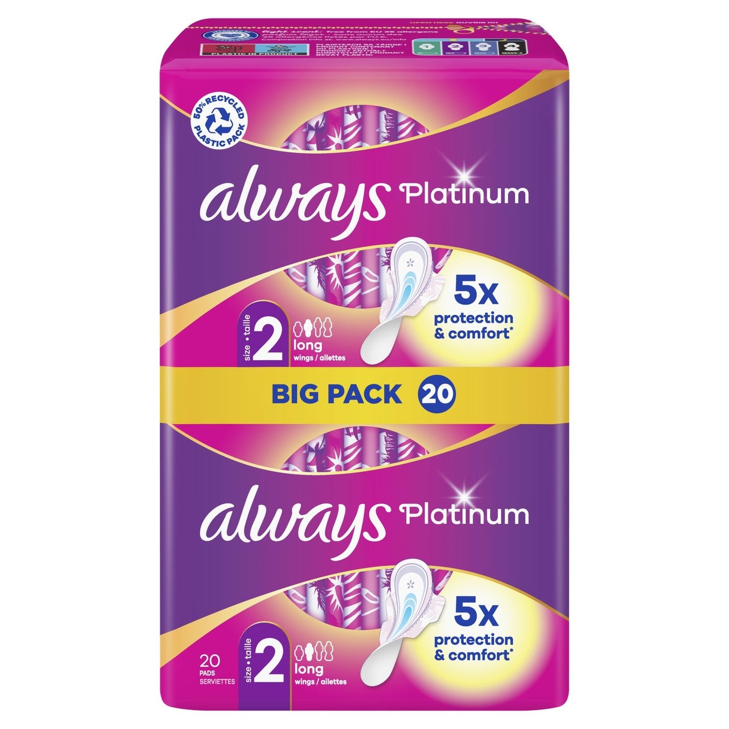 Platinum Always Long Damenbinden mit Flügeln Größe 2