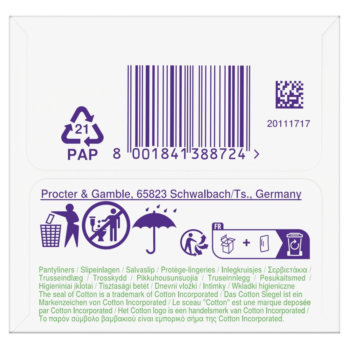 Daily ALWAYS Organic Cotton Normal Panty Liners 0% Dye and Perfume